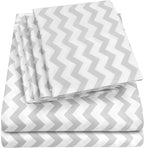 Queen Sheets Chevron Grey- 6 Piece 1500 Supreme Collection Fine Brushed by SweetHomeCollection