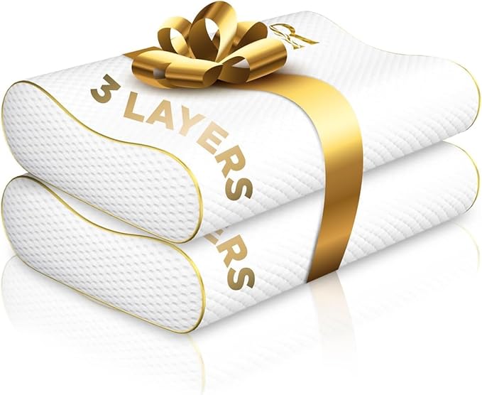 King Memory Foam Pillows 2-Pack – Ergonomic Cervical Pillow by ROYALTHERAPY