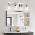 Bathroom Vanity Light, 4-Light Nickel Modern Matte Wall Sconce Lighting - Image 6