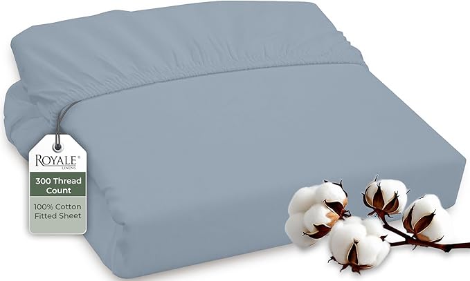 ROYALE LINENS 300 Thread Count 100% Long Staple Combed Cotton Fitted Sheet Twin by ROYALELINENS