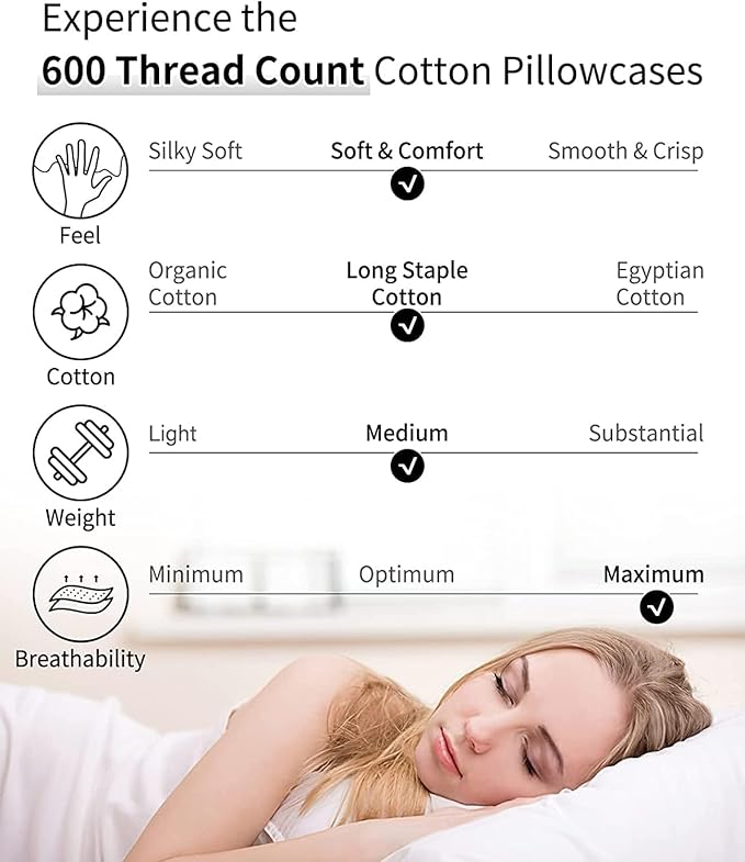 Warmstar Cotton Body Pillow Cover 1 Pack, 600 Thread Count Body Pillow case - Image 4