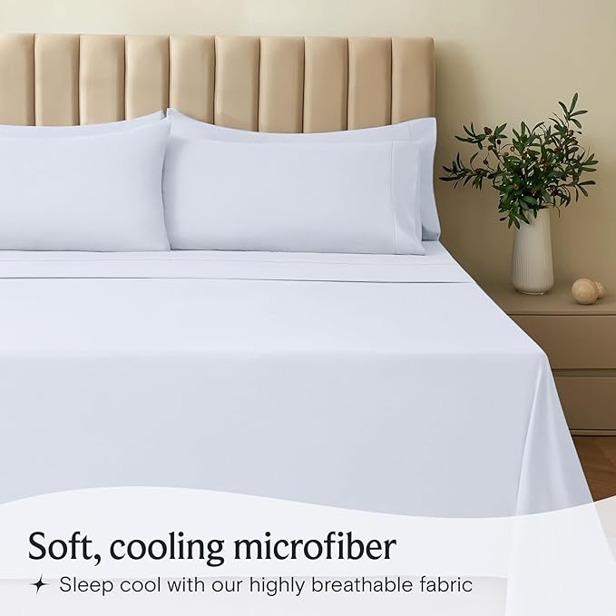 LuxClub 3 PC Twin Sheet Set, Deep Pockets Wrinkle Free Cooling Bed Sheets Hotel - Image 3