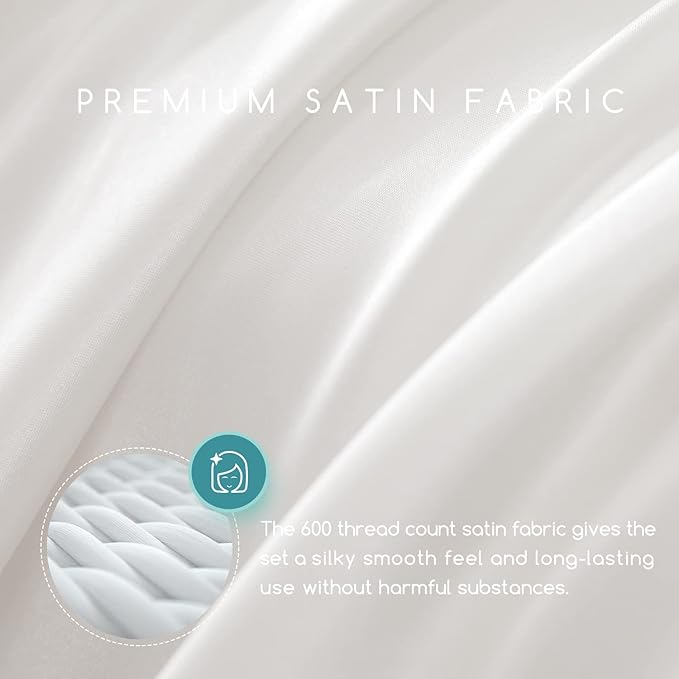 MR&HM Satin Bed Sheets, Full Size Sheets Set - Image 2