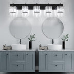 Aipsun Bathroom Vanity Light Black Light Fixtures 5 Light Crystal Vanity Light - Image 4