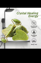 Jade Roller and Gua Sha Set, Natural Green Stone Facial Massage Tools - Image 6