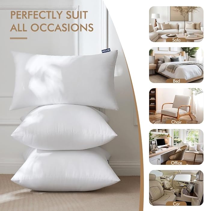 MIULEE 20x20 Inch Throw Pillow Insert Set of 4, Premium Pillow Stuffer Sham - Image 4