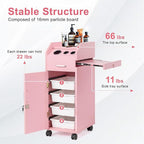 Modern Styling Station Cart for Hair Stylist, Wooden Hair Salon Station Storage - Image 7