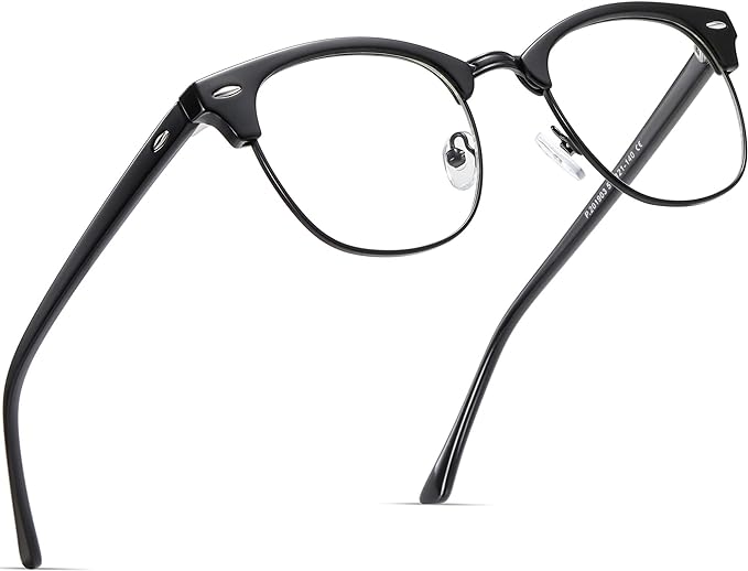 Blue Light Blocking Glasses Retro Semi Rimless UV400 Clear Lens Computer Eyewear by AOMASTE