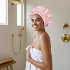 Reusable Shower Cap for Women, Large Waterproof Shower Bonnet - Image 4