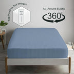 Feather & Stitch 1 Piece Fitted Sheet Queen Size, 100% Cotton Damask Sateen - Image 4