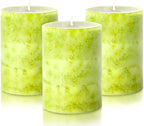 Green Pillar Candles Set of 3 Sage Scented Long Burning Candles 3x4 inch - Image 8