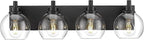 Bathroom Light Fixtures, 4 Light Matte Black Vanity Light, 26 Inch Modern Wall by Metwet