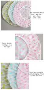 TCOTBE 6 Pieces Waterproof EVA Plastic Shower Cap, Elastic Reusable Bathing Cap - Image 3