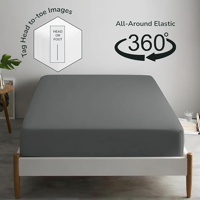 Feather & Stitch Fitted Bottom Sheet Only Queen Size 500 TC-1 Piece 100% Cotton - Image 4