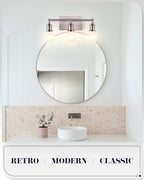 3-Light Vanity Light Fixture, Modern Brushed Nickel Wall Sconce Light Fixture - Image 2
