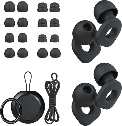 2 Pairs of Ear Plugs for Sleeping, Reusable Hearing Protection Earplugs by LOETRUY