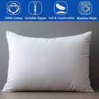 Precoco White Pillow Cases Queen Size Set of 4 | 100% Cotton Pillowcases - Image 6