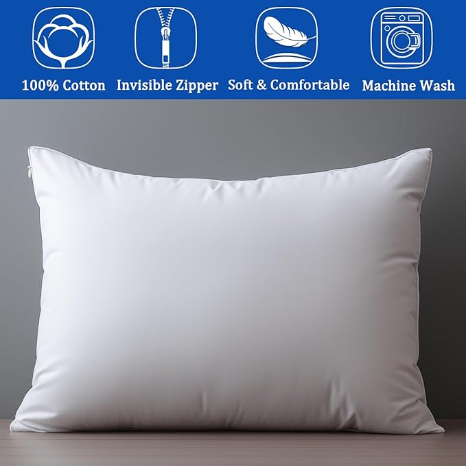 Precoco White Pillow Cases Standard Size Set of 4 | 100% Cotton Pillowcases - Image 6