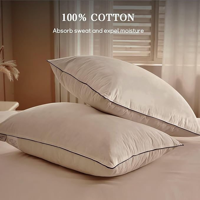 BHZ Goose Down Feather Pillows Standard Size Set of 4 Pack, Luxury Hotel - Image 5