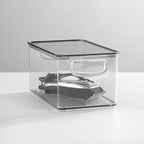 mDesign Deep Plastic Bathroom Storage Bin Box, Lid/Built-in Handles, - Image 3