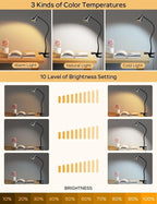 Clip on Light USB Reading Light, Eye Care Dimmable Reading Lamp 3 Color & 10 - Image 3