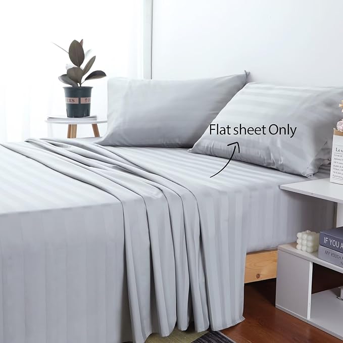 2-Pack Cotton Full Flat Sheet Only, 600 Thread Count 100% Egyptian Cotton Top - Image 2