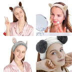AHONEY Animals Ears Headbands, Cute Makeup Spa Fuzzy Skincare Headband - Image 3