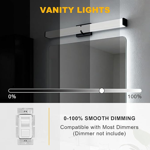 16 Inch LED Bathroom Lighting Fixtures Over Mirror, Modern Black Vanity Lights - Image 2