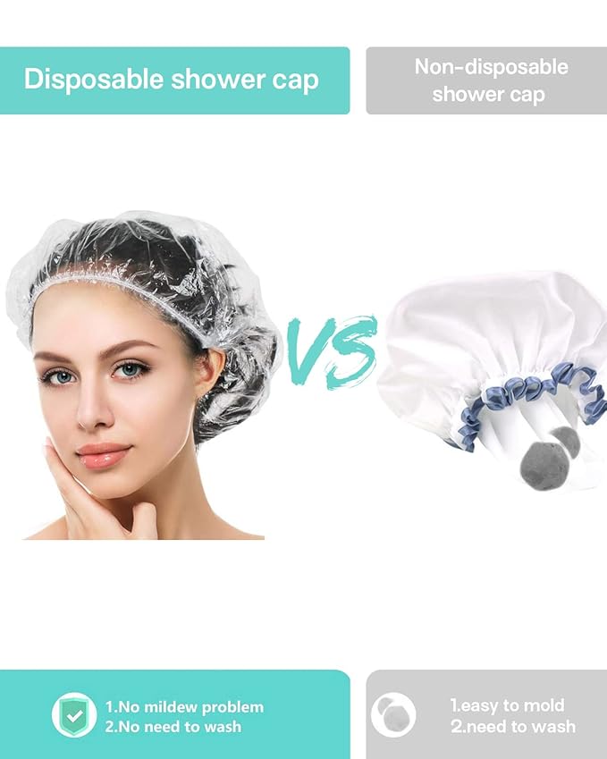 Auban Disposable Shower Caps, Plastic Clear Hair Cap - Image 6