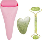 Chikoni 3 in 1 Ficial Face Ice Jade Roller and Gua Sha Tool, Natural Real Jade by Chikoni