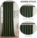 Joydeco Dark Olive Velvet Curtains 108 inch Length 2 Panels, Luxury Blackout - Image 2