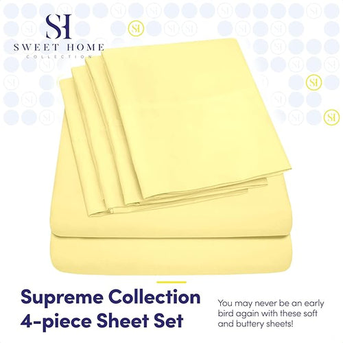 6 Piece Bed Sheet Set, Pale Yellow - Image 2