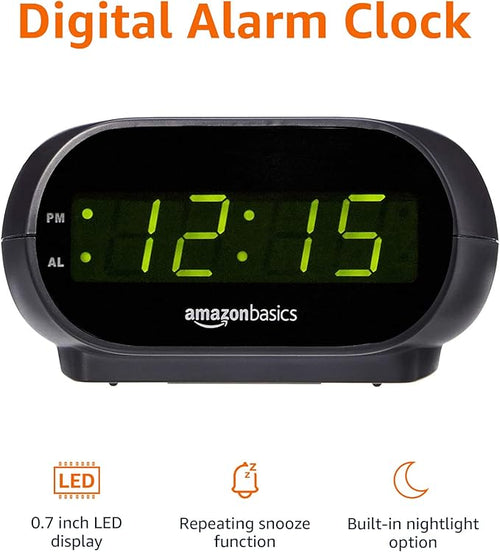Amazon Basics Small Digital Oval Alarm Clock - Image 2