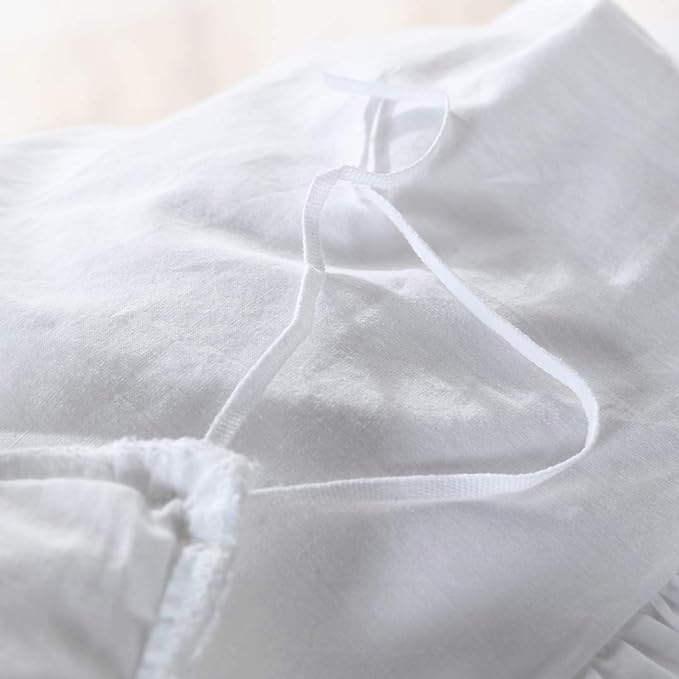 QSH Washed Cotton Ruffled King Duvet Cover Set, Vintage White Shabby Boho Chic - Image 4