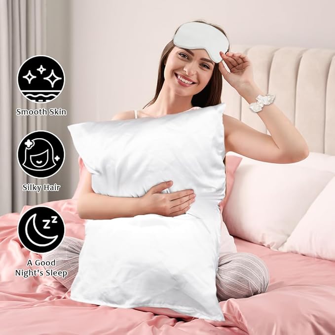 AUAUY 2 Pack Satin Silk Pillowcase, 19.69x31.50inches Silk Pillowcases - Image 5