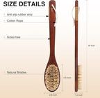 Wooden Bath Brush with Stiff Sisal Bristles Long Handle - Image 4
