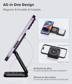 Foldable Magnetic Wireless Charger, KU XIU X40 Aluminum Alloy 3 in 1 Charging - Image 7
