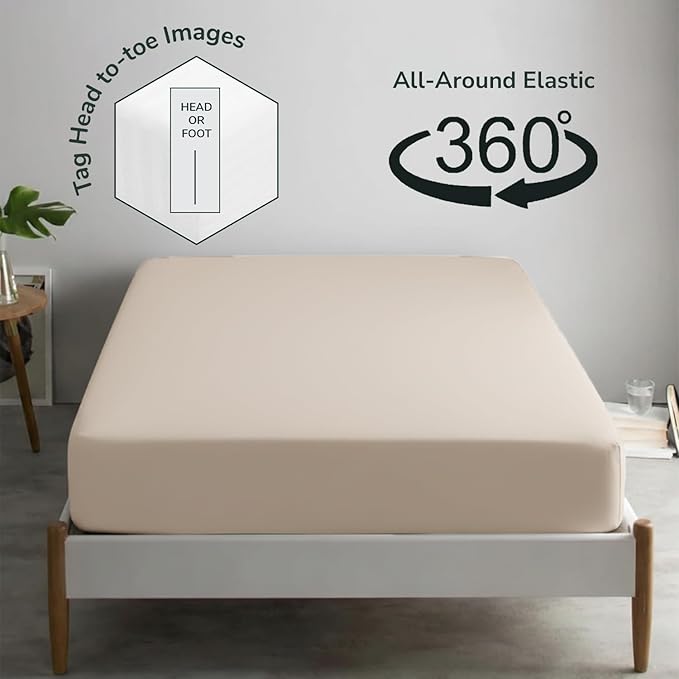 Feather & Stitch Fitted Bottom Sheet Only King Size 500 TC-1 Piece 100% Cotton - Image 4