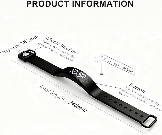 Vibrating Alarm Wristband Deaf People Watch Band Fit Sleeps Rise Silent Shock - Image 3