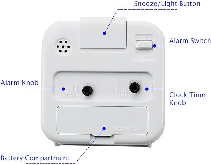 Peakeep Small Battery Operated Analog Travel Alarm Clock Silent No Ticking - Image 4
