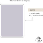 Linen Home 100% Cotton Percale Weave Fitted Sheet, Queen Size, Prelude Purple - Image 6