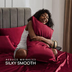 MR&HM Satin Bed Sheets, Queen Size Sheets Set - Image 3