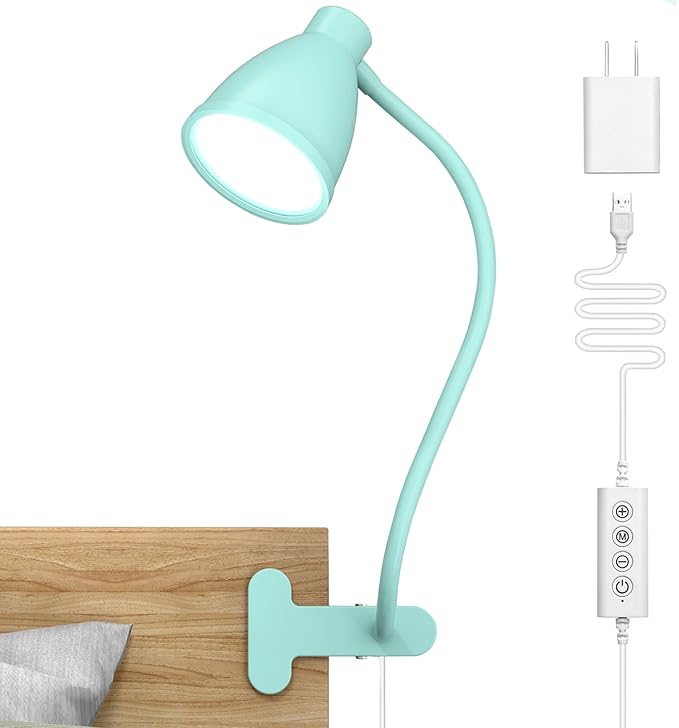 BOHON Desk Lamp with Clamp, 10W 38 LED Clip on Light, 5 Color 10 Brightness by BOHON