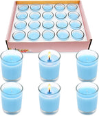 Set of 20 Babyblue Votive Candles Clear Glass Filled Unscented Soy Wax Candle - Image 6