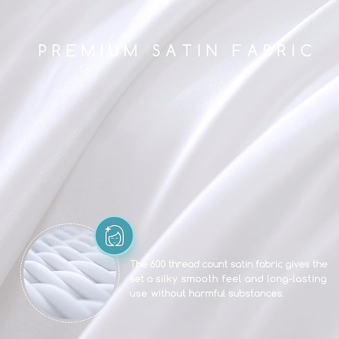 MR&HM Satin Bed Sheets, Twin XL Size Sheets Set - Image 2