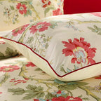 mixinni Red Floral Duvet Cover Queen Green Leaves Pattern Bedding Duvet Cover - Image 5