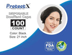 ProtectX 100-Pack Black Disposable Hair Nets, Elastic Head Cover, Bouffant Caps - Image 4