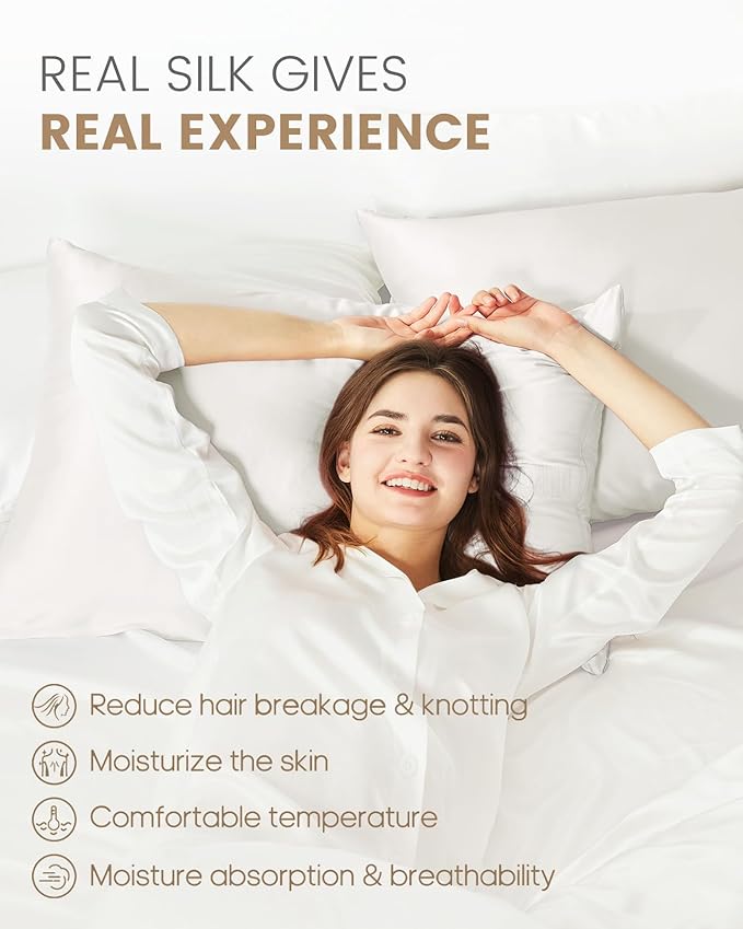 THXSILK Set of 2 100% Pure Mulberry Silk Pillowcase - Image 3