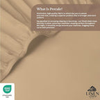 Linen Home 100% Cotton Percale Weave Fitted Sheet, Queen Size, Light Taupe - Image 4