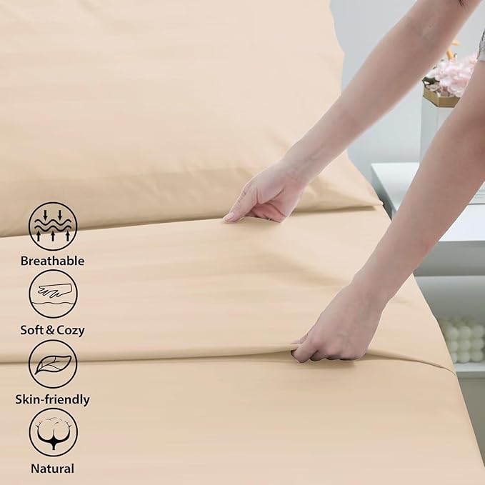 2-Pack Cotton TwinXL Flat Sheet Only, 600 Thread Count 100% Egyptian Cotton Top - Image 3